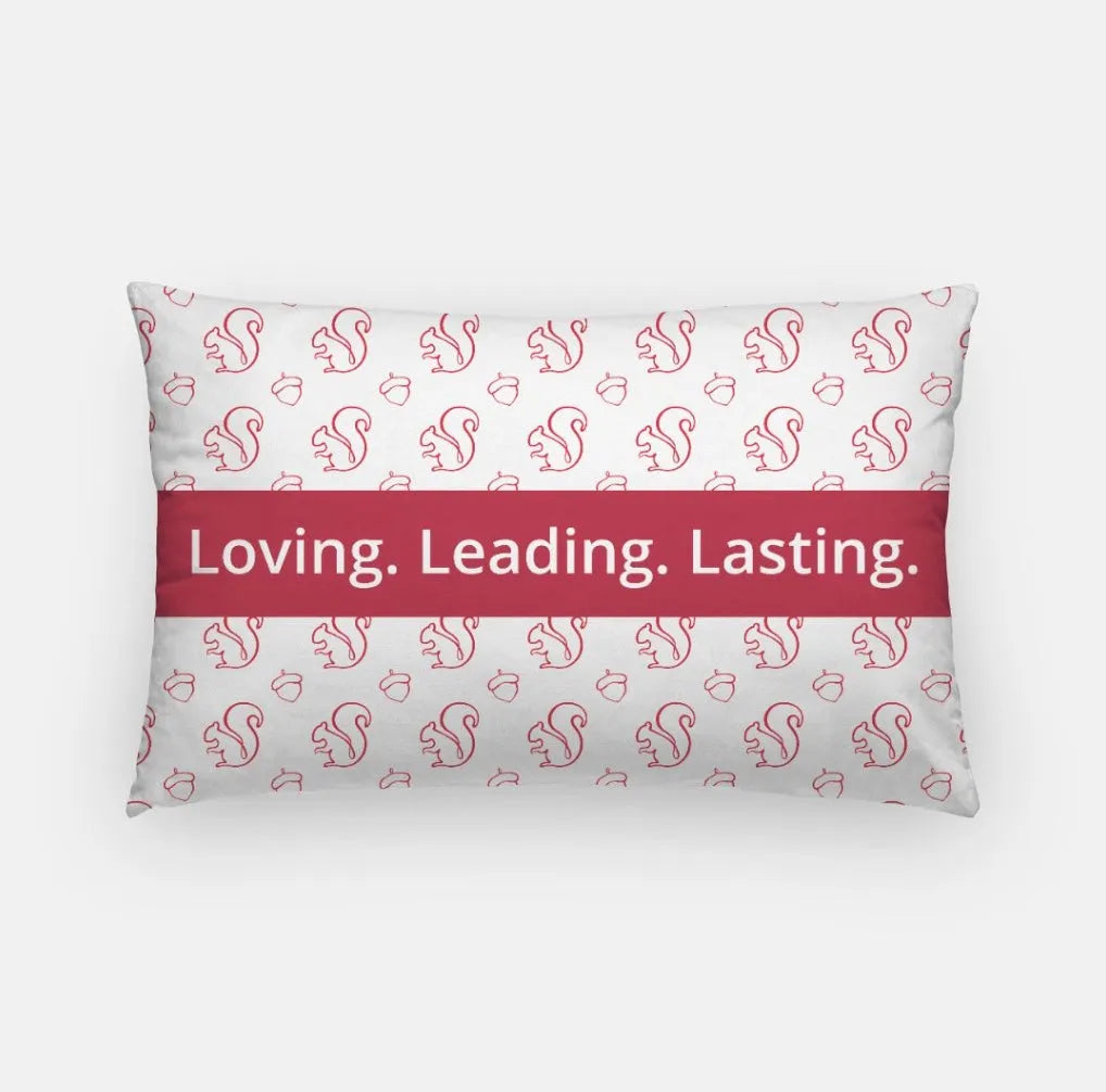 Alpha Gam Lumbar Throw Pillow Cover - Loving. Leading. Lasting. | AGD Combo Squirrel Rose