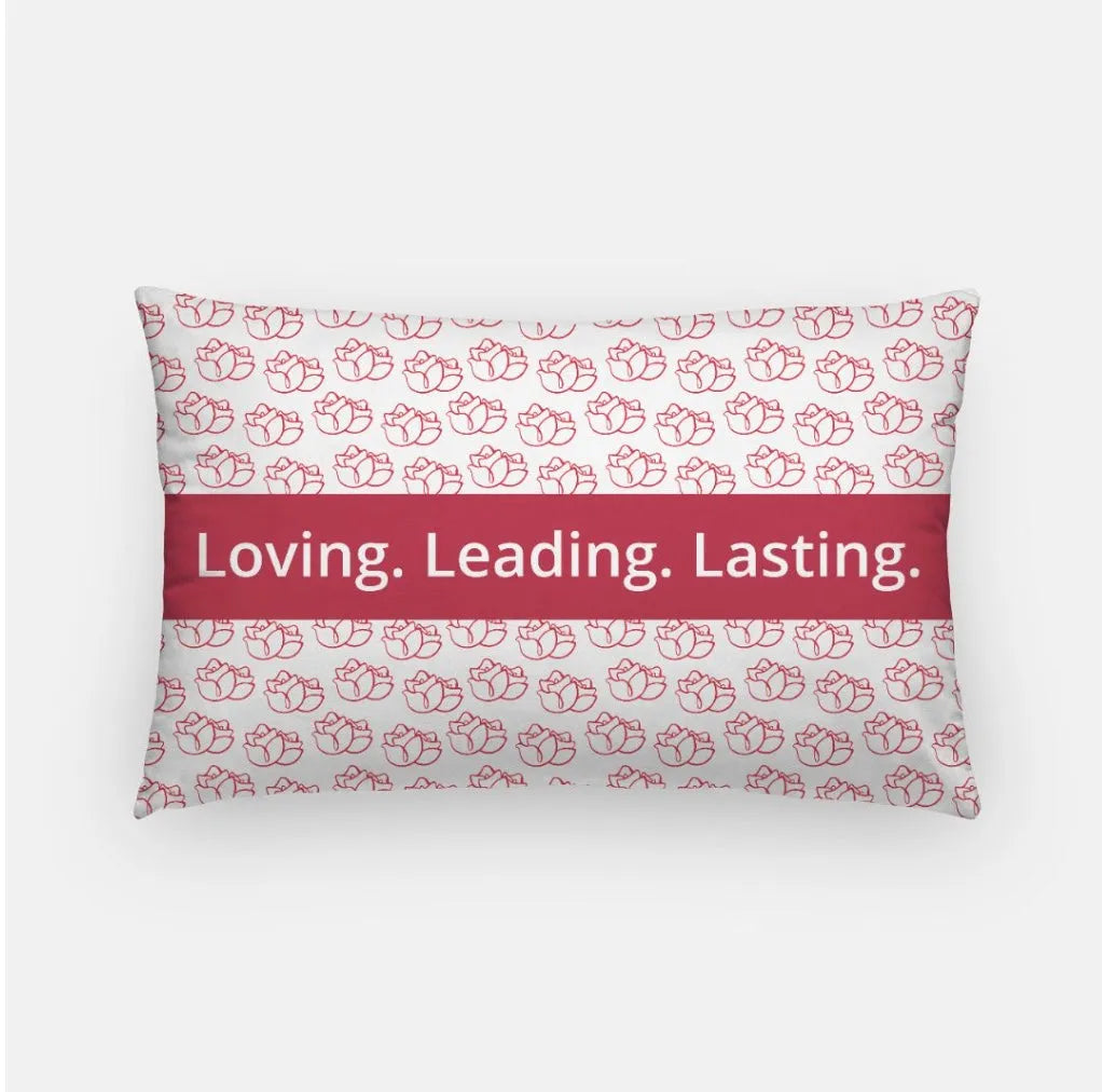 Alpha Gam Lumbar Throw Pillow Cover - Loving. Leading. Lasting. | AGD Combo Squirrel Rose