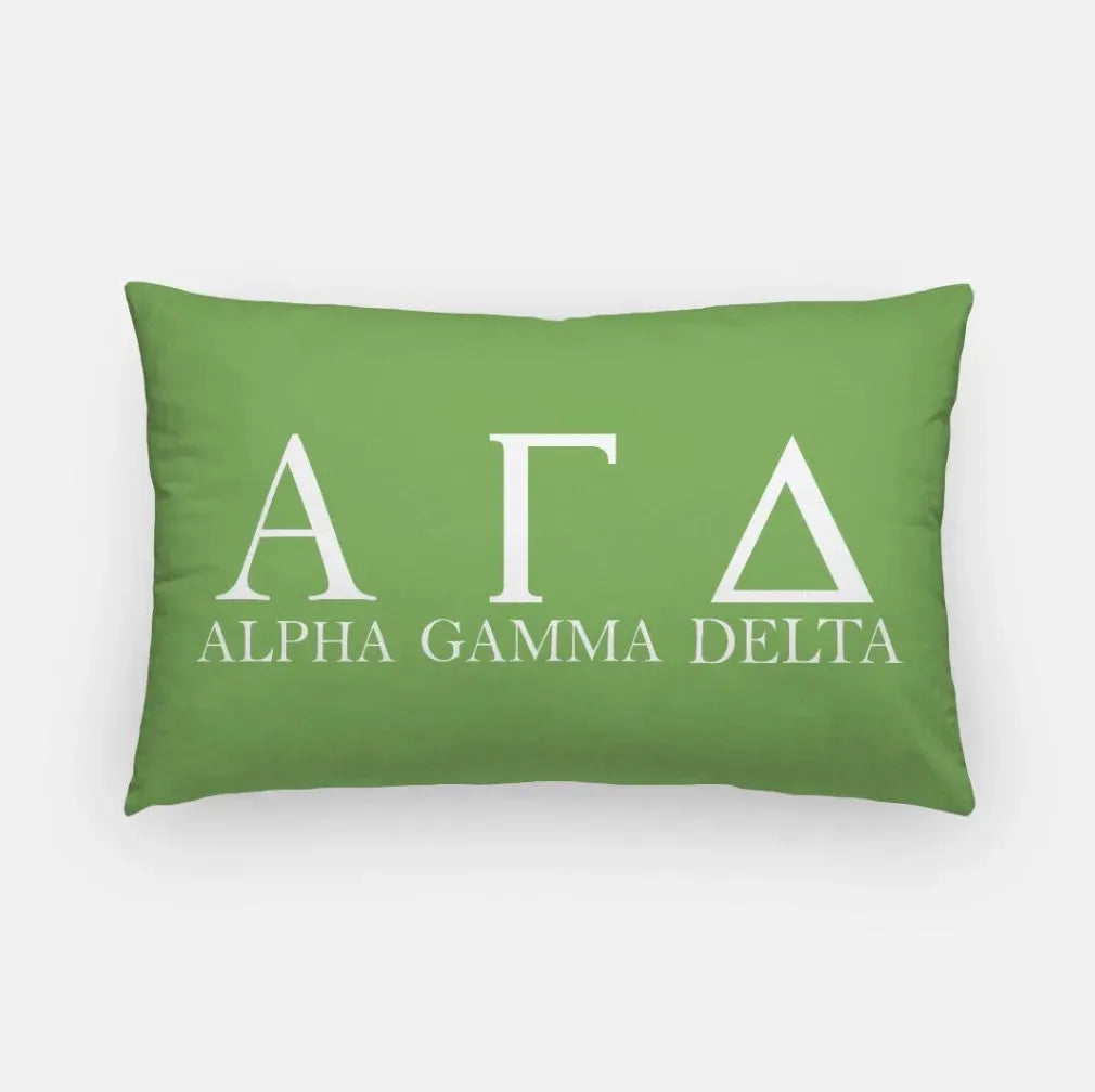 Alpha Gamma Delta Throw Lumbar Pillow Cover - Greek Letters Green Pillow Covers