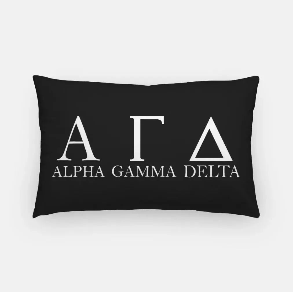 Alpha Gamma Delta Throw Lumbar Pillow Cover - Greek Letters Black Pillow Covers