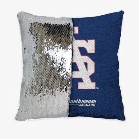 South Alabama USA SA White Letters Sequin Pillow Cover Pillow Covers