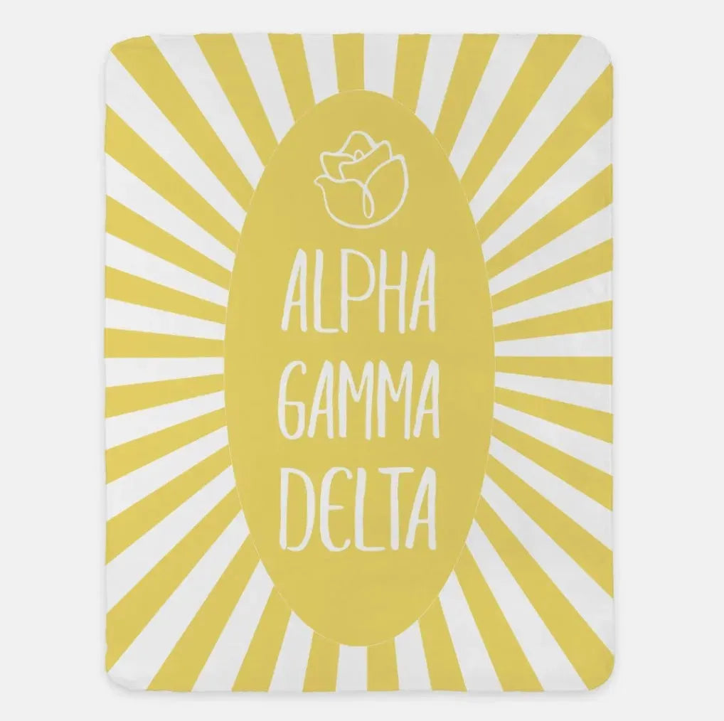 Alpha Gamma Delta XL 60x80 Starburst Sherpa Throw Blanket Buff Throw Blankets