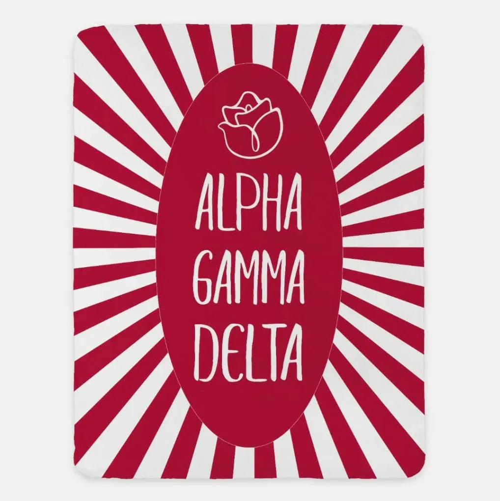 Alpha Gamma Delta XL 60x80 Starburst Sherpa Throw Blanket Red Throw Blankets