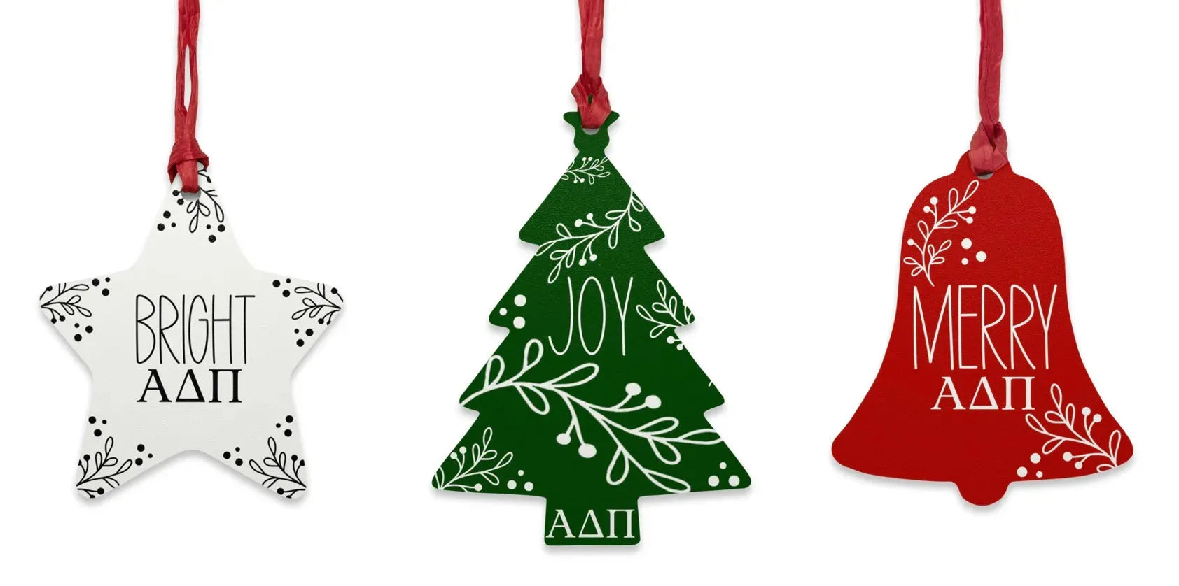 Alpha Delta Pi Wood Christmas Ornaments / Magnets (Set of 3) Holiday Ornaments
