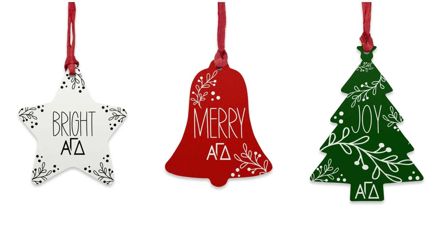 Alpha Gamma Delta Wood Christmas Ornaments / Magnets (Set of 3)| Custom Holiday Gifts