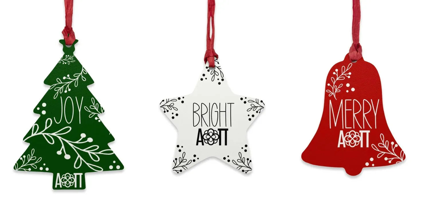 Alpha Omicron Pi Wood Christmas Ornaments / Magnets (Set of 3) Holiday Ornaments