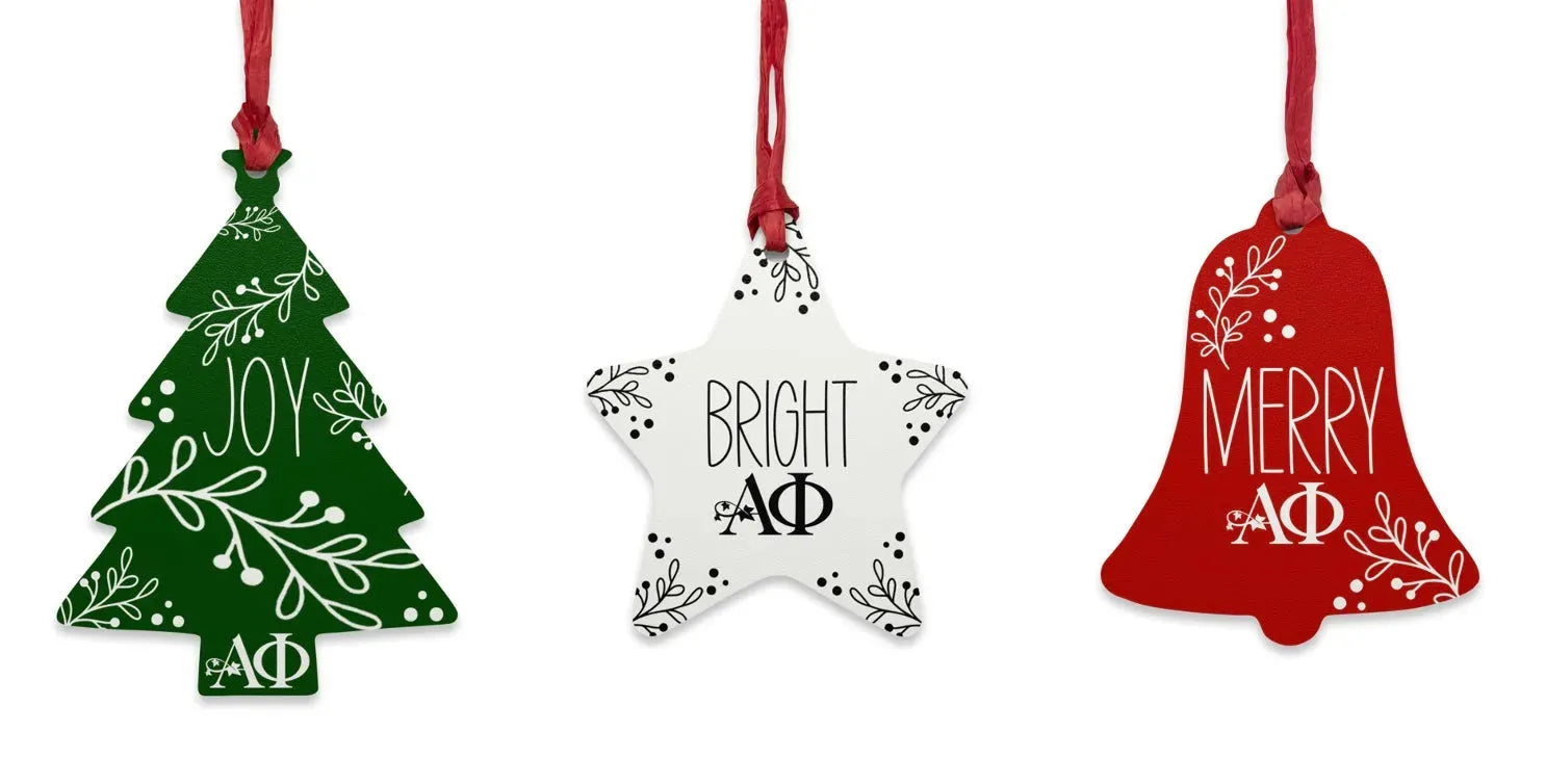 Alpha Phi Wood Christmas Ornaments / Magnets (Set of 3) Holiday Ornaments