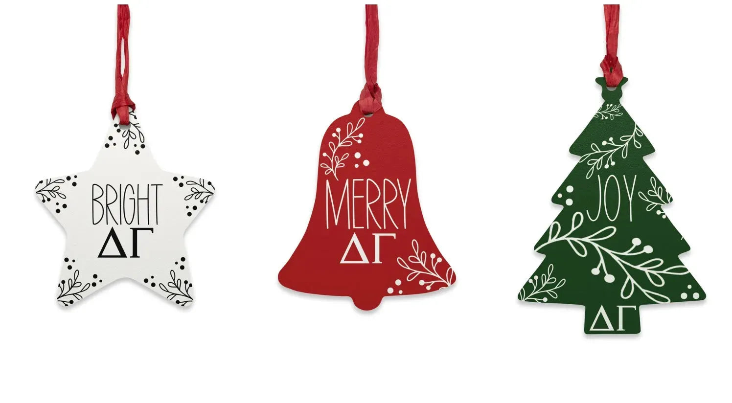 Delta Gamma Wood Christmas Ornaments / Magnets (Set of 3) Holiday Ornaments