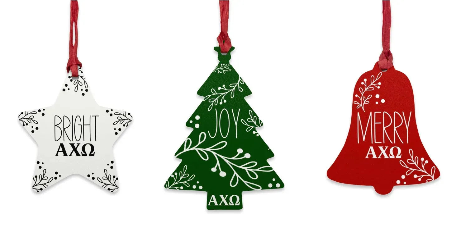 Alpha Chi Omega Wood Christmas Ornaments / Magnets (Set of 3) Holiday Ornaments