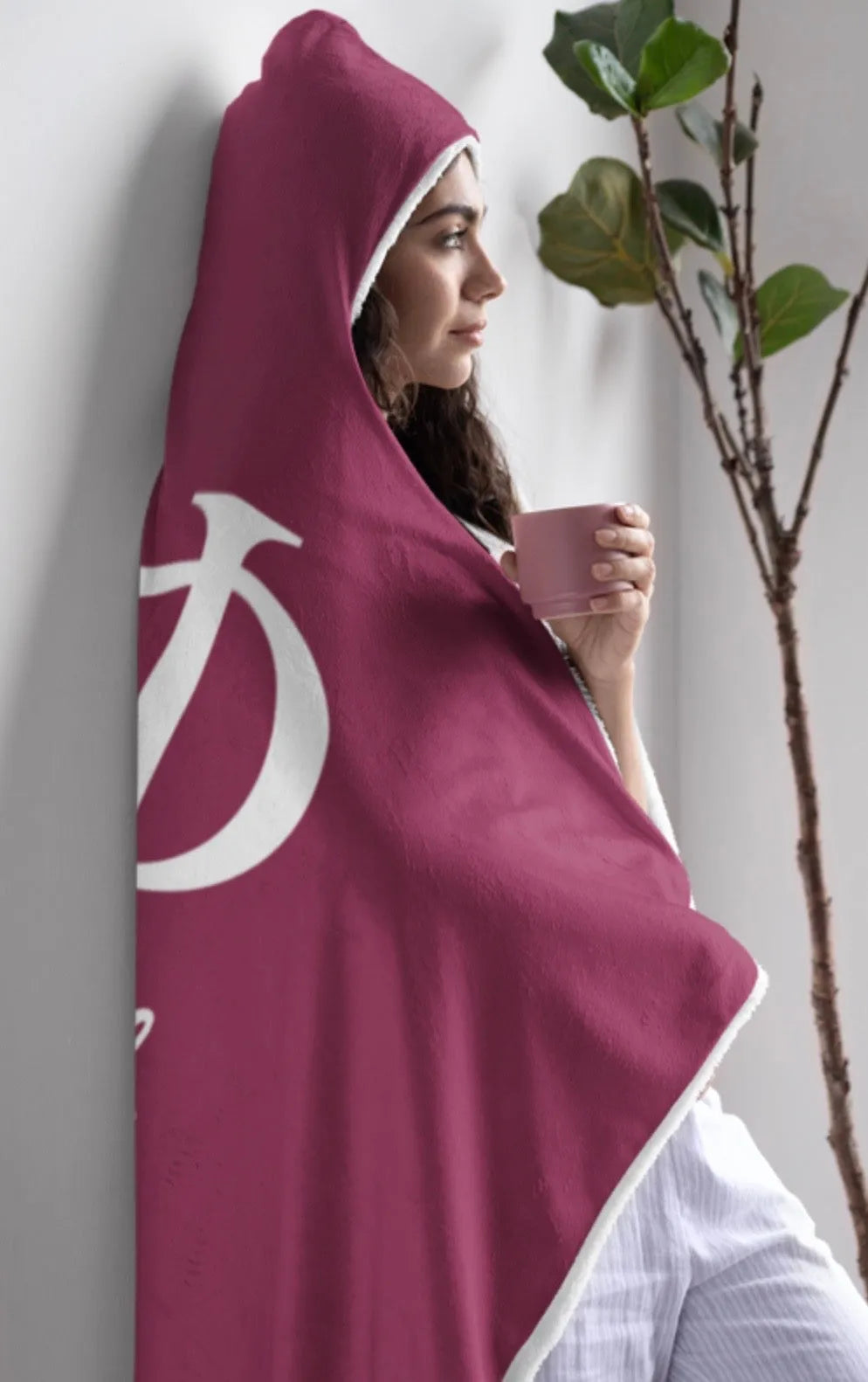 Alpha Phi Bordeaux Hooded Blanket | Custom APhi Big & Little Gifts