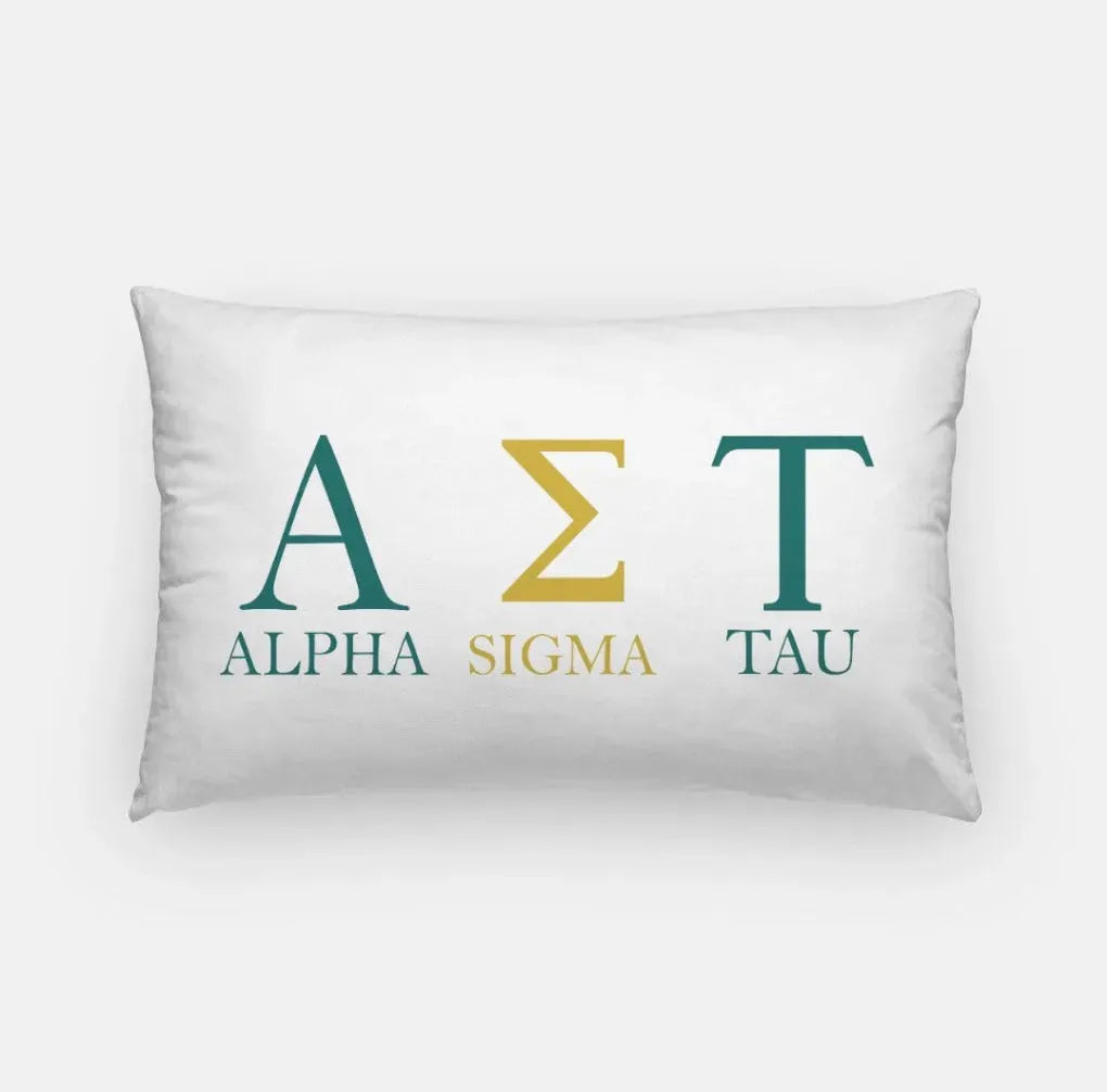 Alpha Sigma Tau Lumbar Pillow Cover - Greek Letters Full Color Pillow Covers