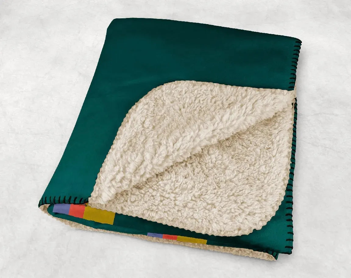 Alpha Sigma Tau XL 60x80 Sherpa Throw Blanket - Stripes Throw Blankets
