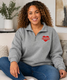 Junior League Quarter Zip Embroidered Pullover - Volunteer Heart