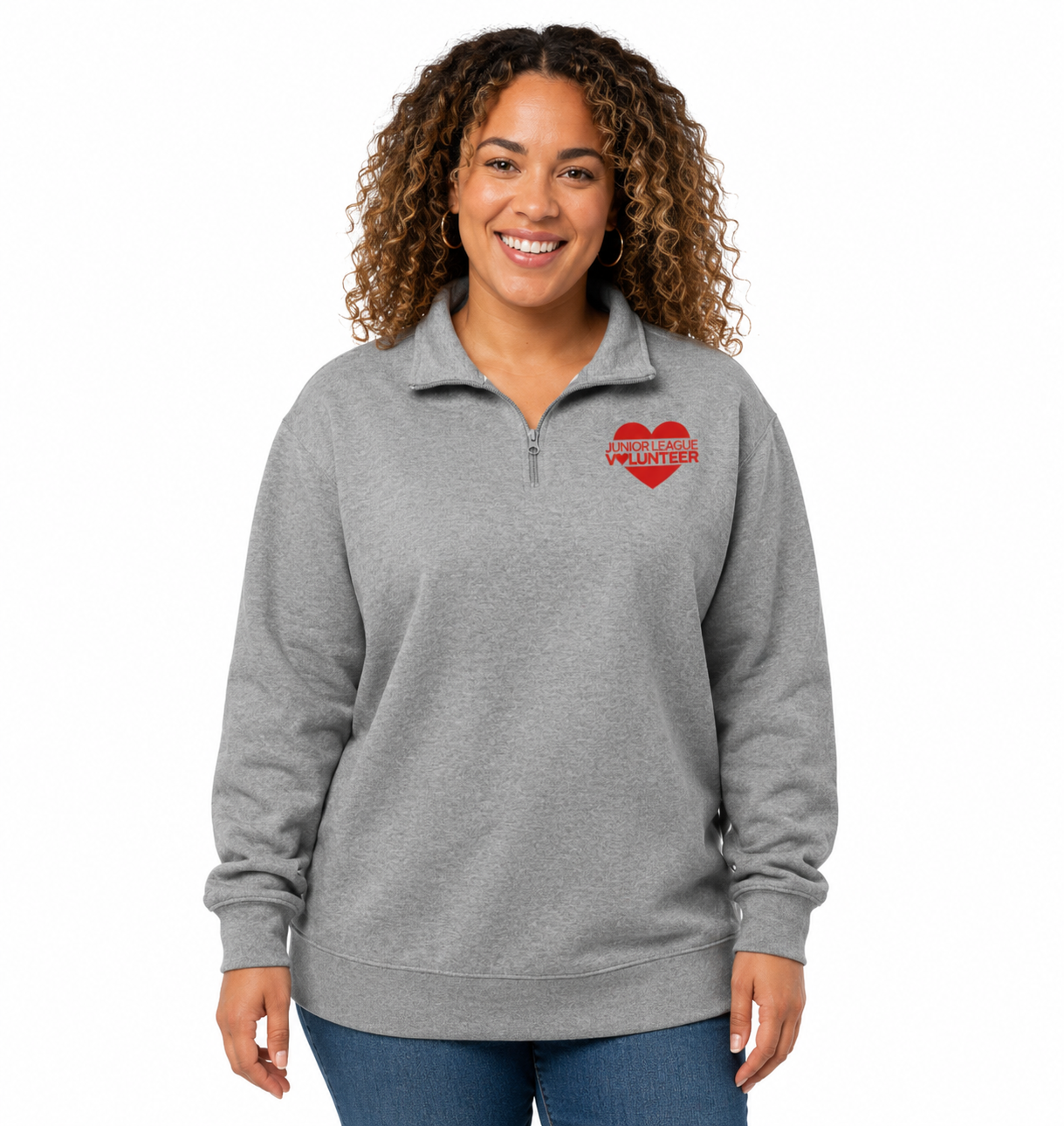 Junior League Quarter Zip Embroidered Pullover Volunteer Heart