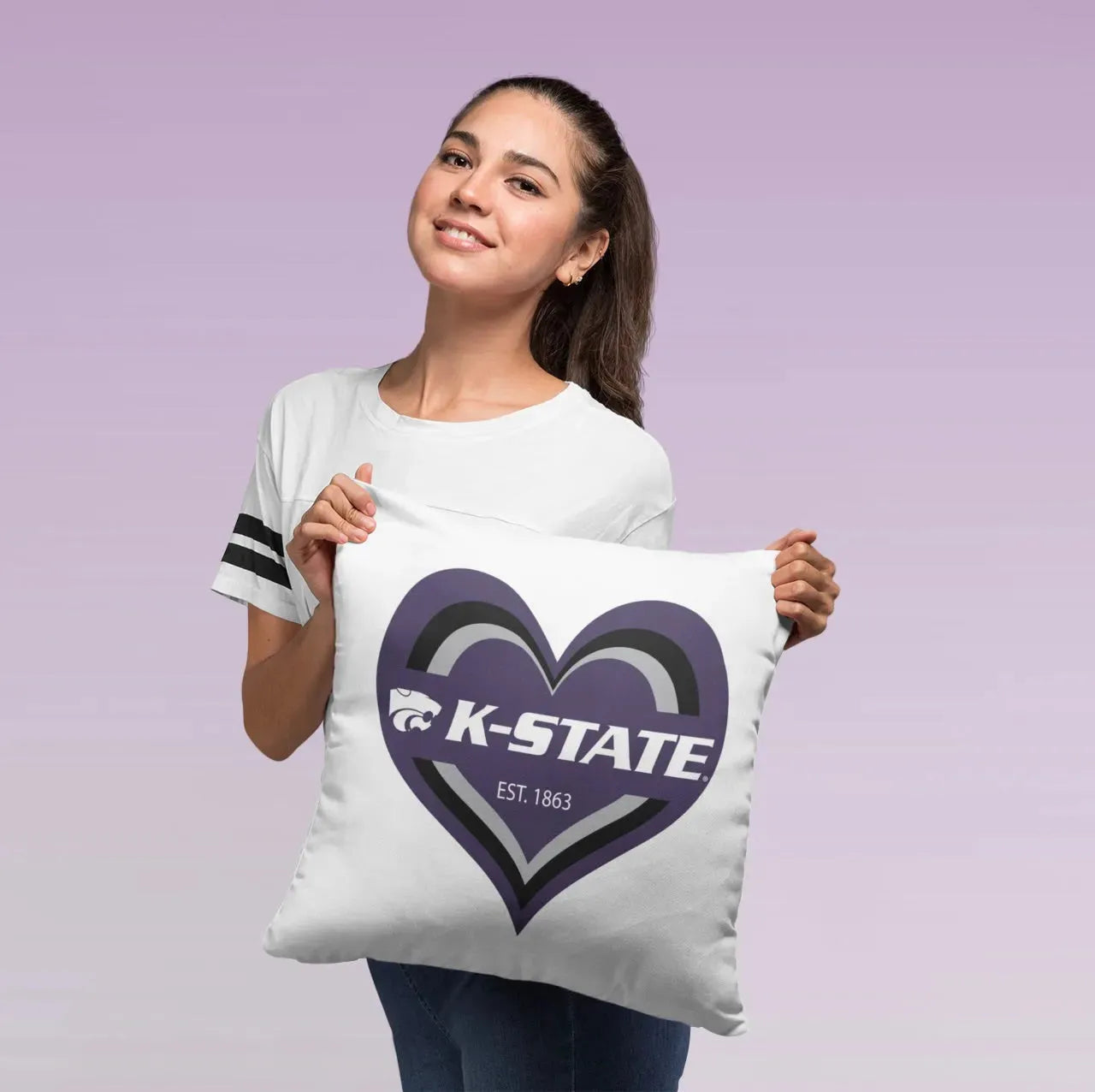 Kansas State University Throw Pillow Cover - Heart 18" Pillow Covers