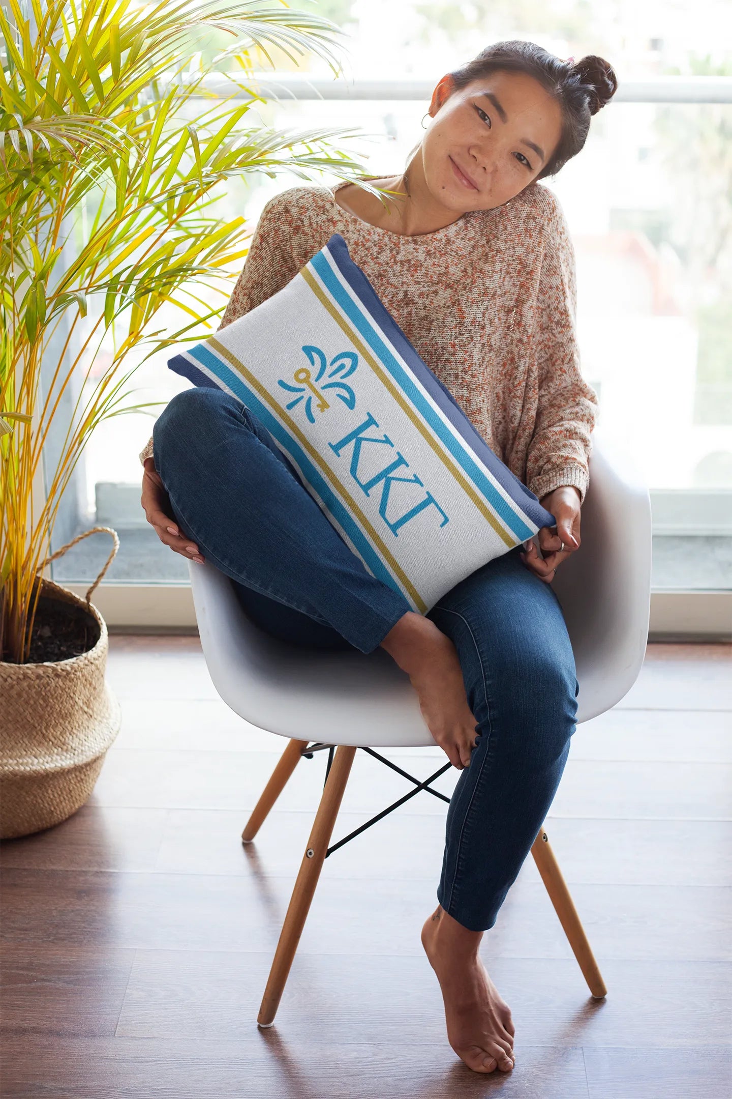 Kappa Kappa Gamma Striped Lumbar Pillow Cover | Custom Decor | Gifts