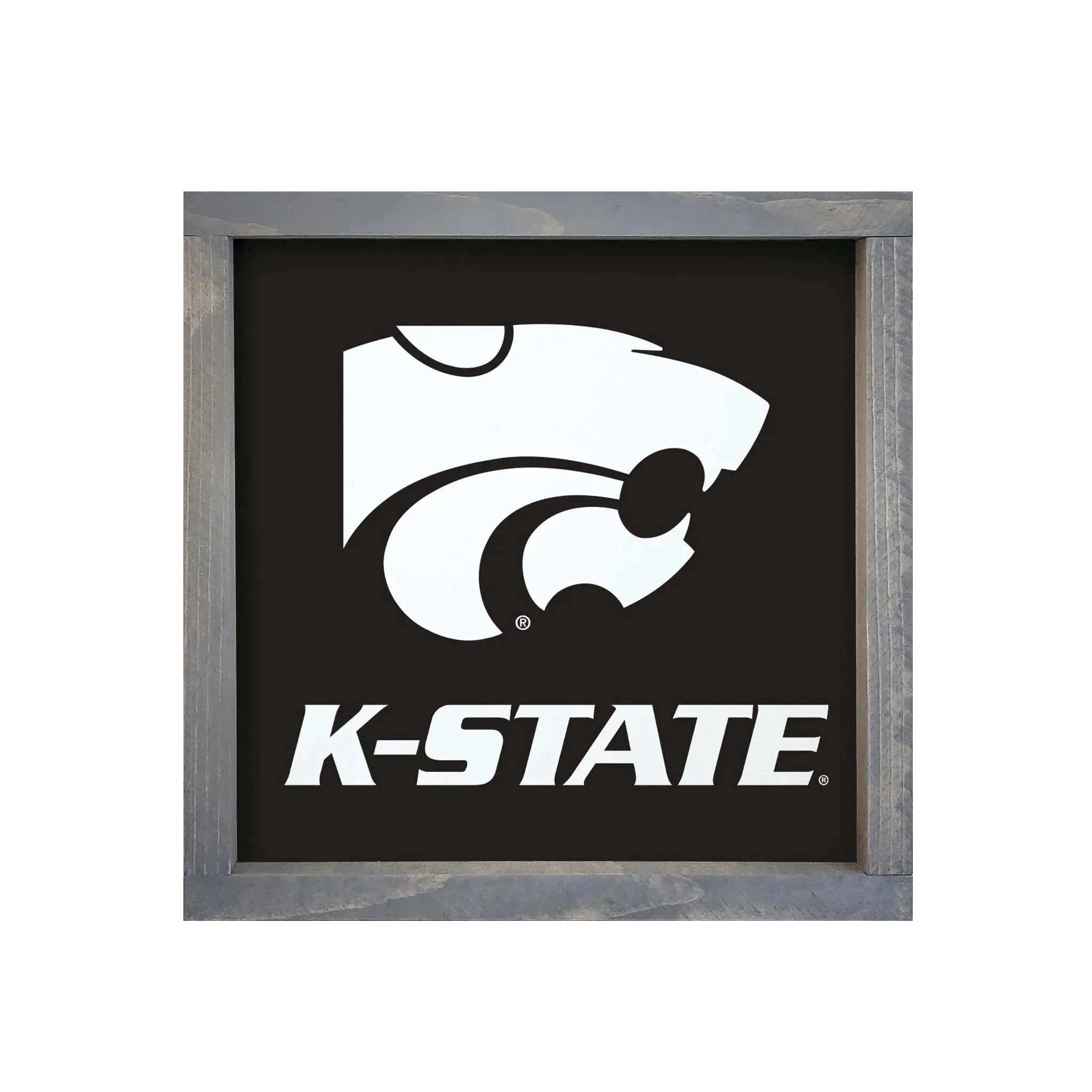 Kansas State University Sign - Classic K-State Black - 12"x12" Weathered Gray Wall Art & Signs
