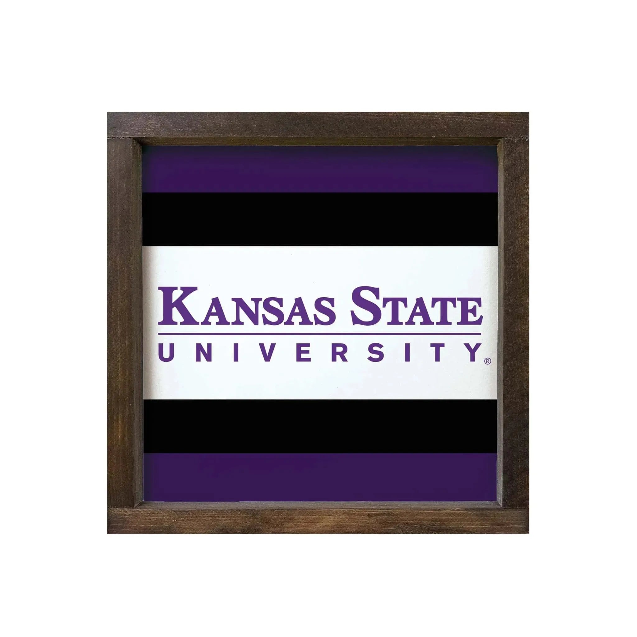 Kansas State University Sign - Traditional - 12"x12" Walnut Stain Wall Art & Signs