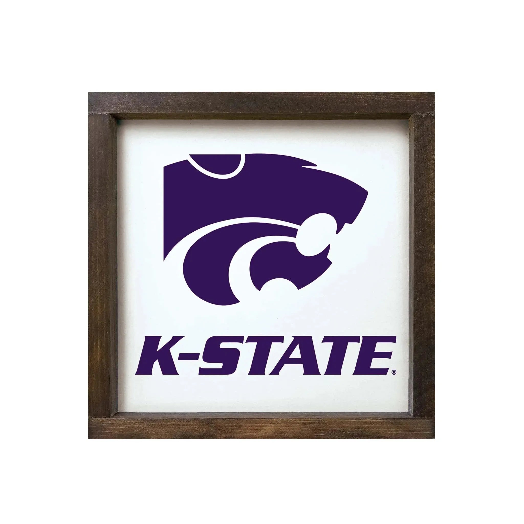 Kansas State University Framed Sign - Classic K-State - 12"x12" Walnut Stain Wall Art & Signs