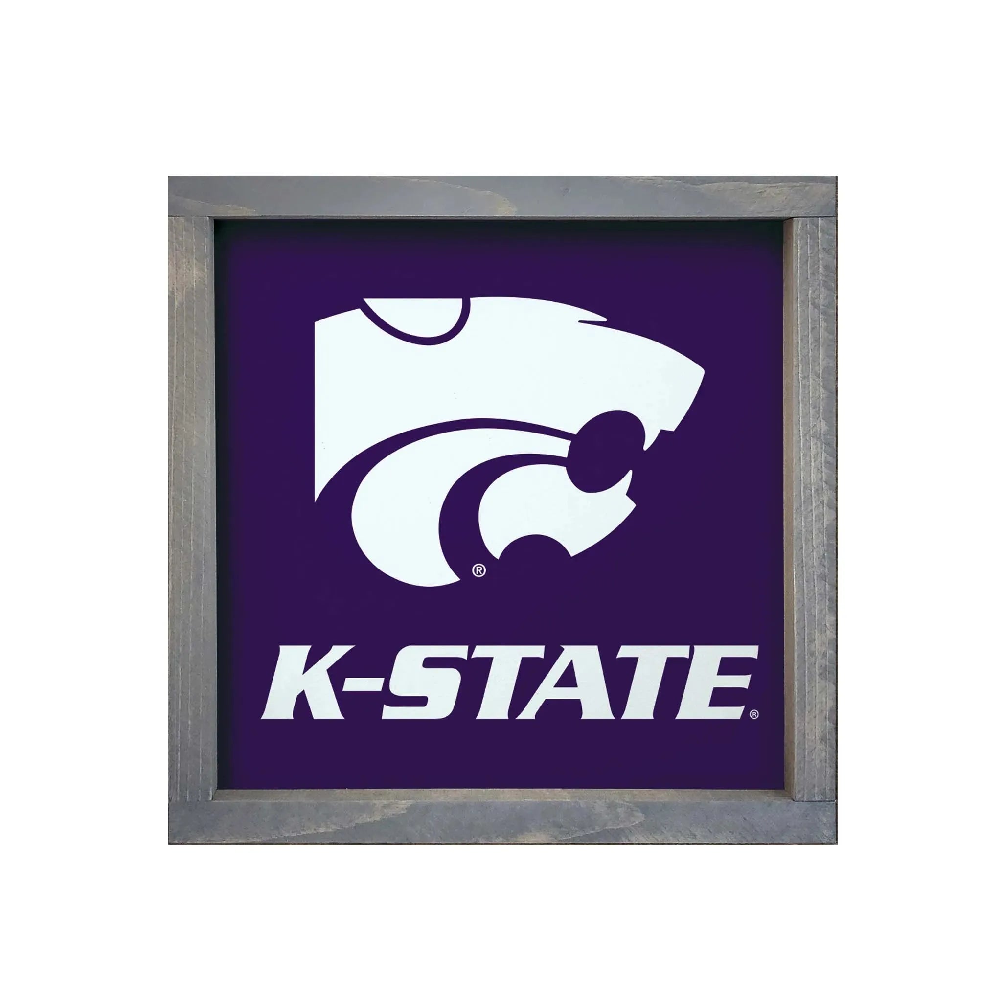 Kansas State University Sign - Classic K-State Purple - 12"x12" Weathered Gray Wall Art & Signs