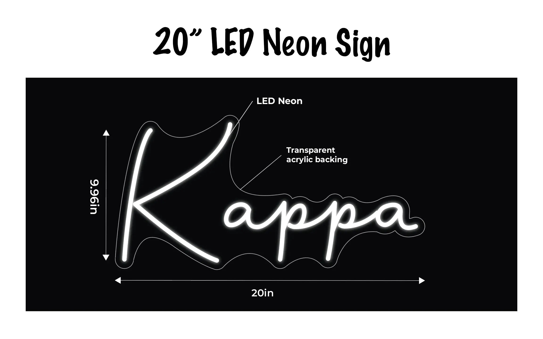 Kappa LED Neon Script Sign w/ Dimmer Neon Signs