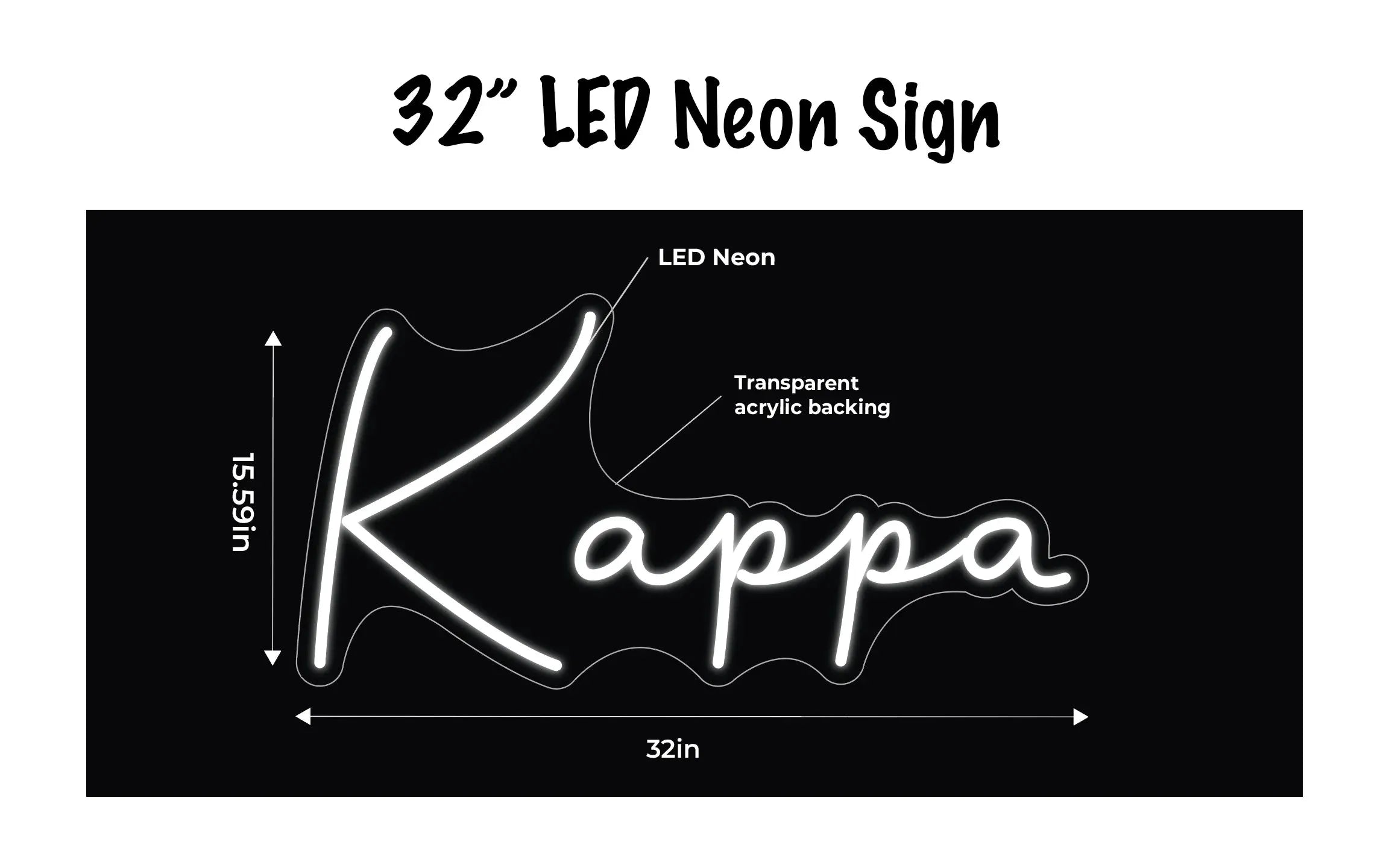 Kappa LED Neon Script Sign w/ Dimmer Neon Signs