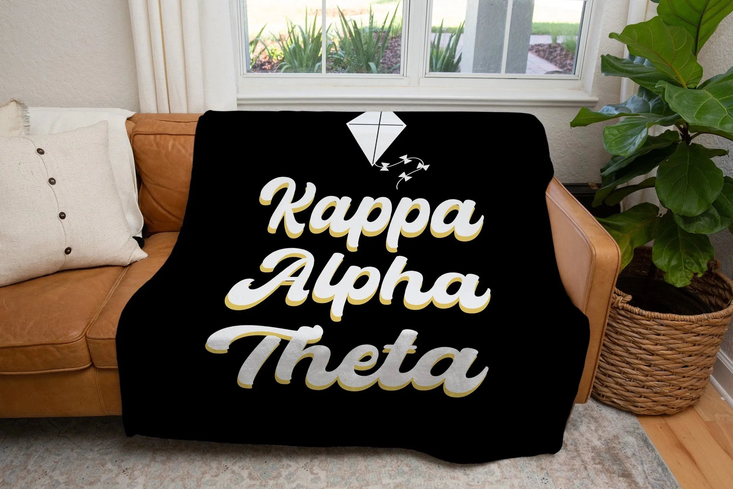 Kappa Alpha Theta XL 60x80 Sherpa Throw Blanket - Retro Throw Blankets