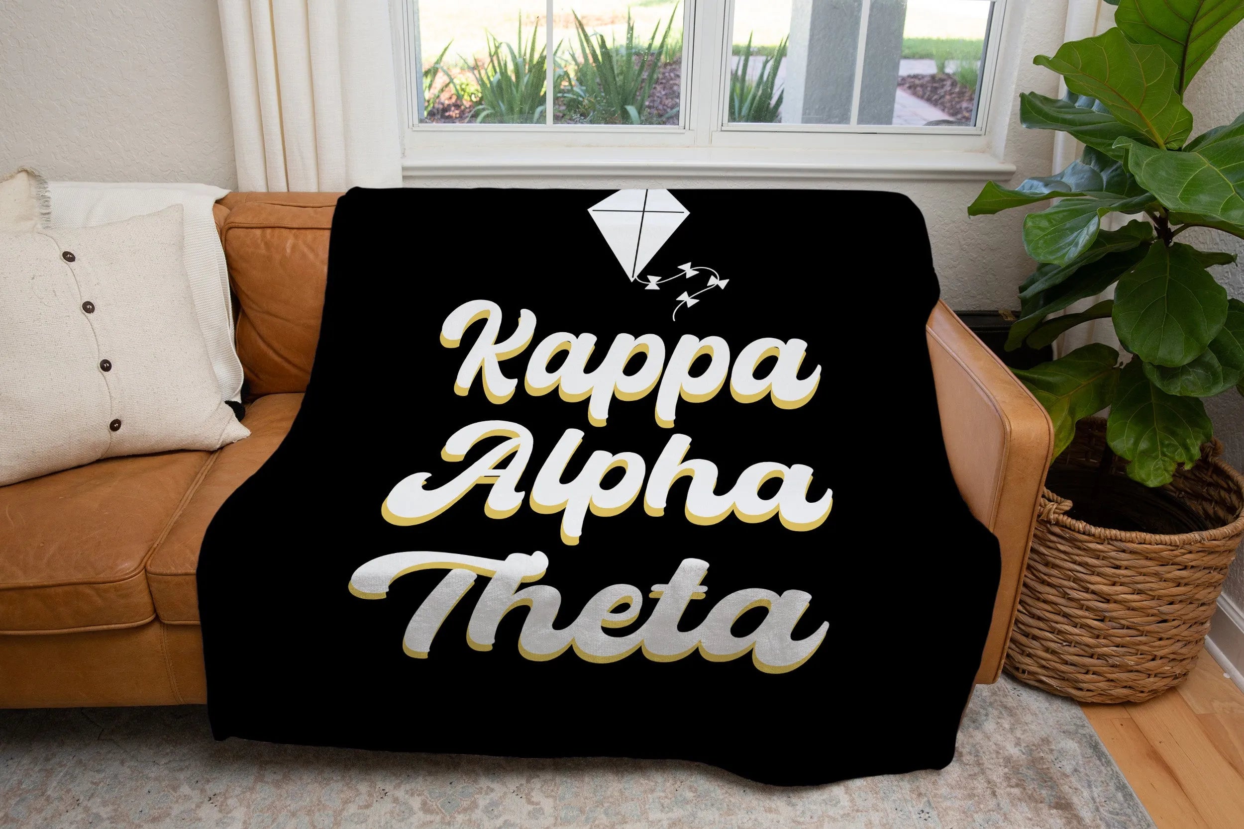 Kappa Alpha Theta Sherpa Blanket XL 60x80 Retro | Custom Gifts & Decor