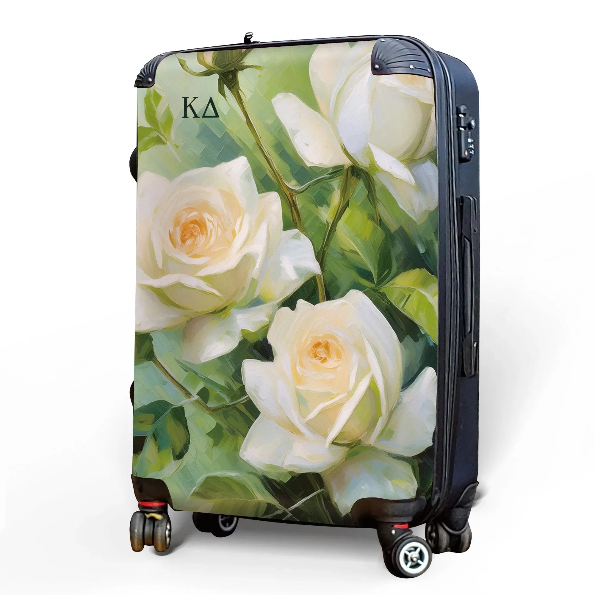 Kappa Delta Carry-on Suitcase - Bold White Roses Suitcases