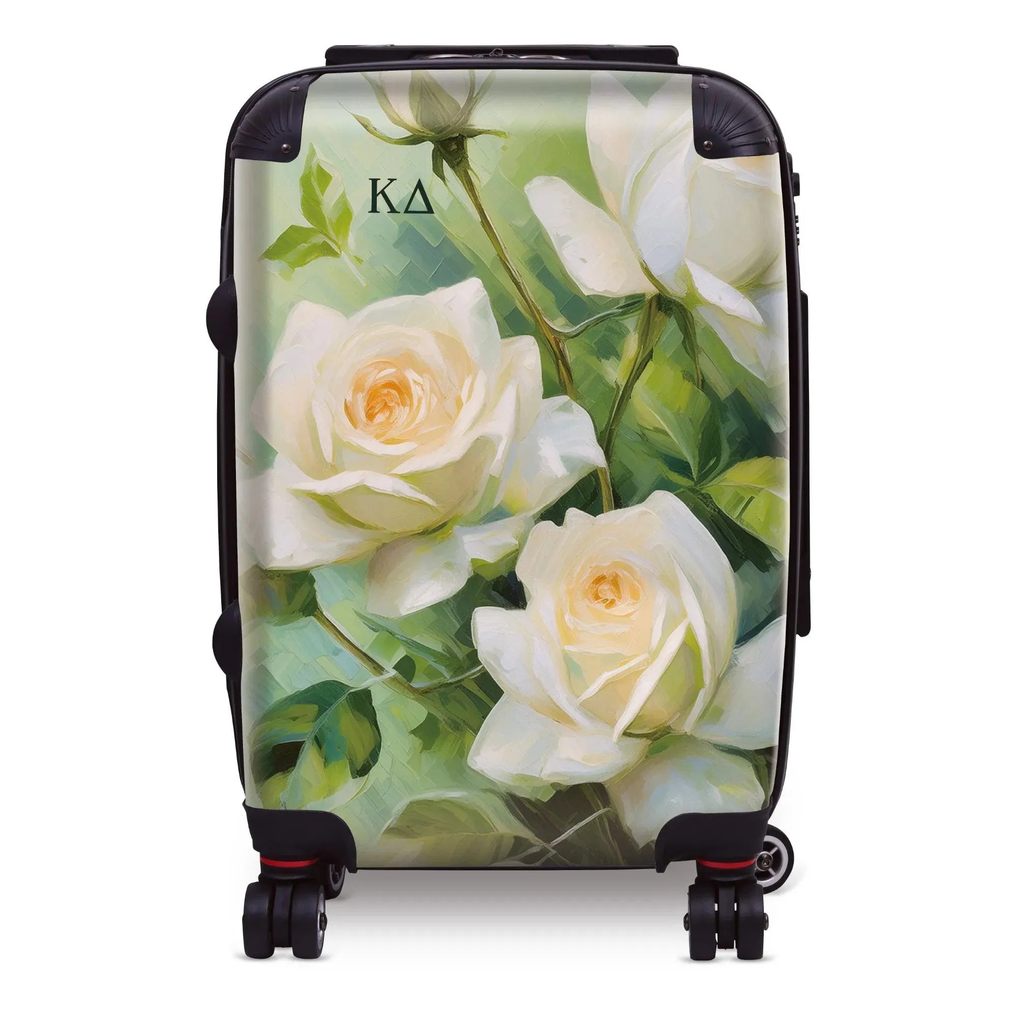 Kappa Delta Carry-on Suitcase - Bold White Roses Suitcases
