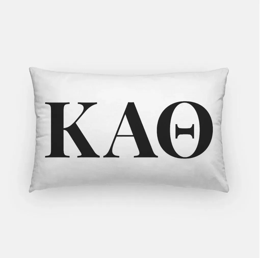 Kappa Alpha Theta Lumbar Pillow - Traditional Greek Letters Black