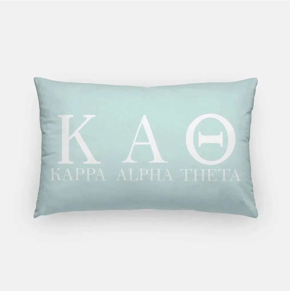 Kappa Alpha Theta Lumbar Pillow - Greek Letters Blue