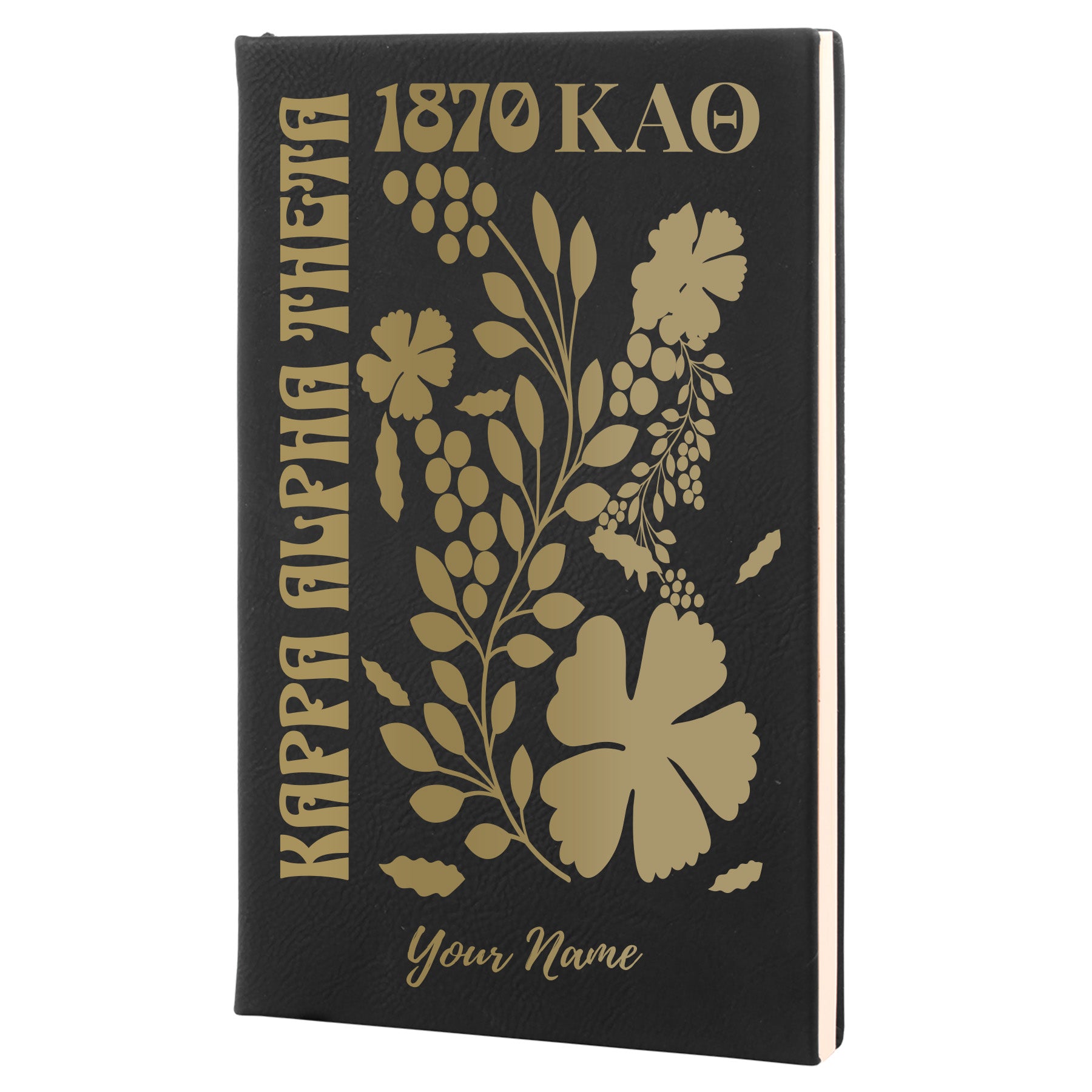 Kappa Alpha Theta Personalized Leatherette Notebook Journal - Retro Floral
