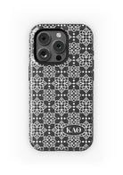 Kappa Alpha Theta iPhone 16, 15, 14 Mobile Phone Case - Black Ornate Matte Mobile Phone Cases