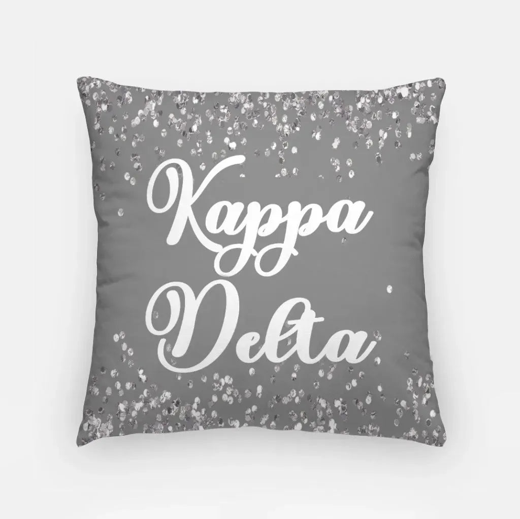 Kappa Delta Glitter 18" Throw Pillow Soft Gray