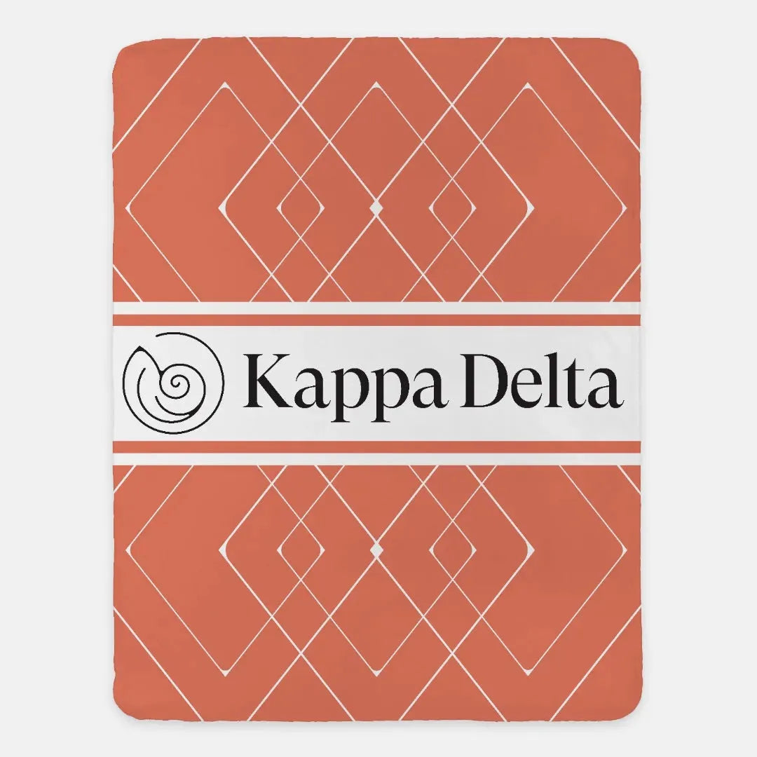 Kappa Delta XL 60x80 Sherpa Throw Blanket - Diamond Pattern Confident Coral Throw Blankets