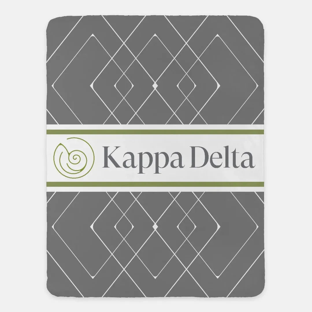 Kappa Delta XL 60x80 Sherpa Throw Blanket - Diamond Pattern Soft Gray Throw Blankets