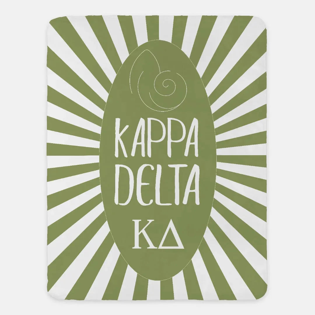 Kappa Delta Starburst XL 60x80 Sherpa Throw Blanket Olive Throw Blankets