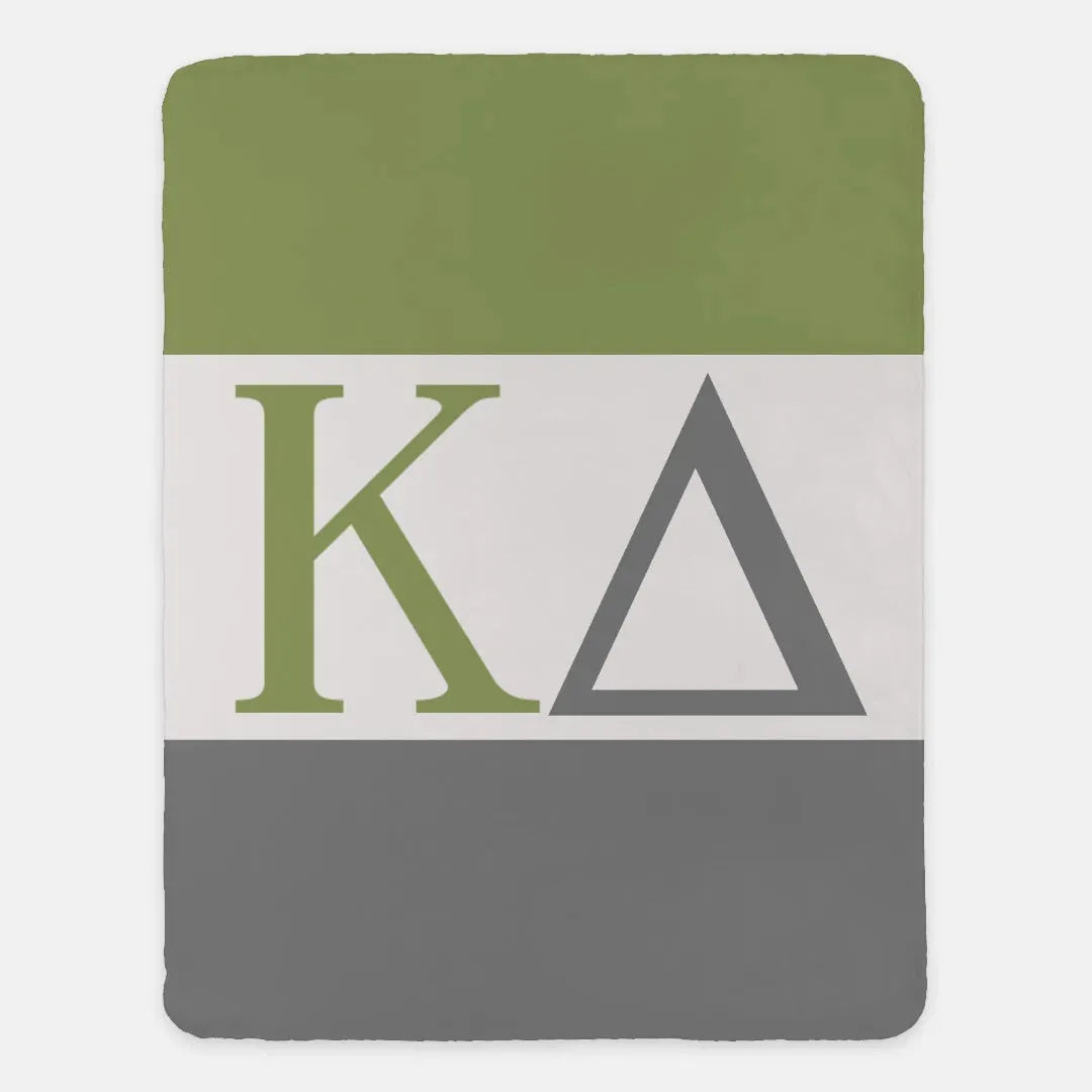 Kappa Delta XL 60x80 Sherpa Throw Blanket - Color Block Olive Throw Blankets