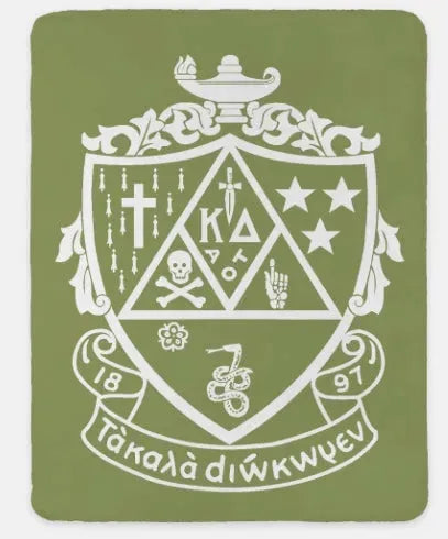 Kappa Delta XL 60x80 Sherpa Throw Blanket - Crest Olive Throw Blankets