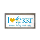 Kappa Kappa Gamma 12x24 Wood Framed Sign - Fleur de Key "I Heart" Weathered Gray Wall Art & Signs