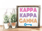Kappa Kappa Gamma Monoton Framed Wood Sign - 12"x12" Wall Art & Signs