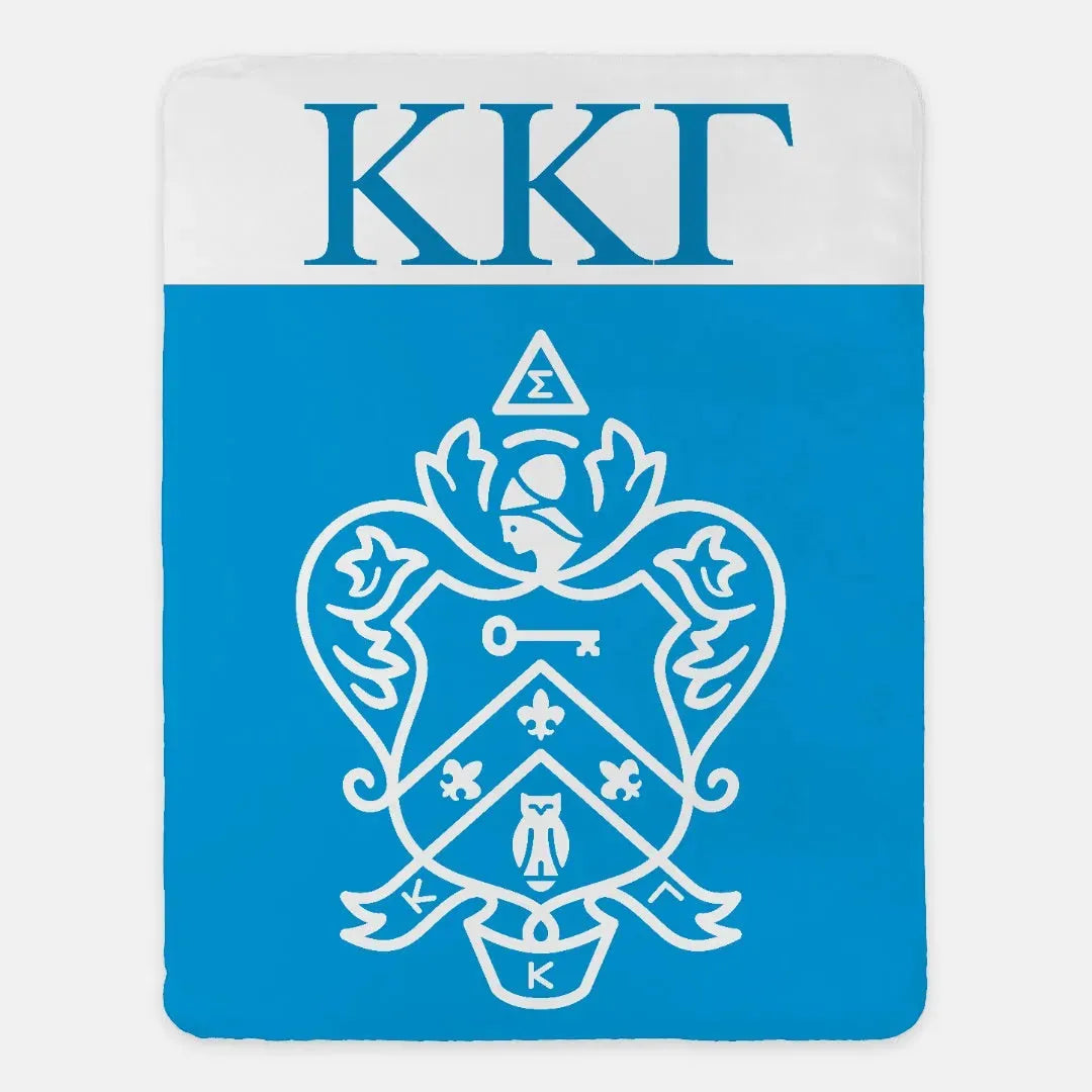 Kappa XL 60x80 Sherpa Blanket - Gamma Blue Wide Band Coat of Arms Throw Blankets