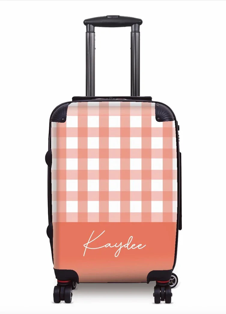 Kaydee Carry-on Suitcase - Gingham Coral