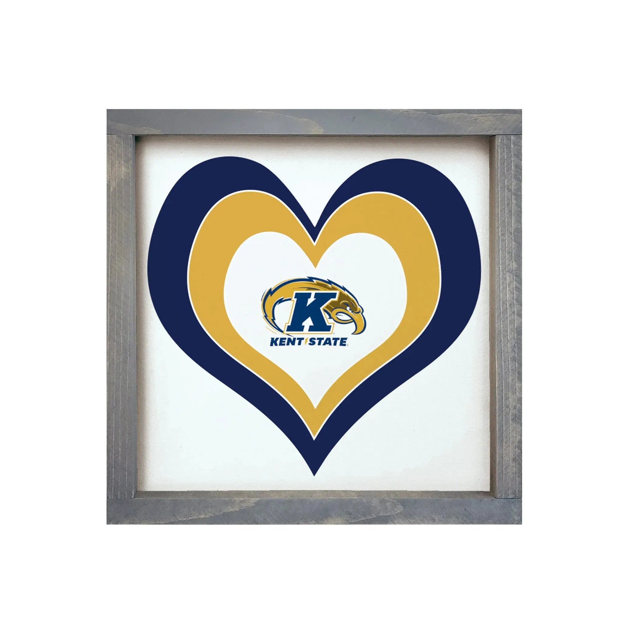 Kent State University 12x12 Wood Framed Sign - Heart Weathered Gray Wall Art & Signs