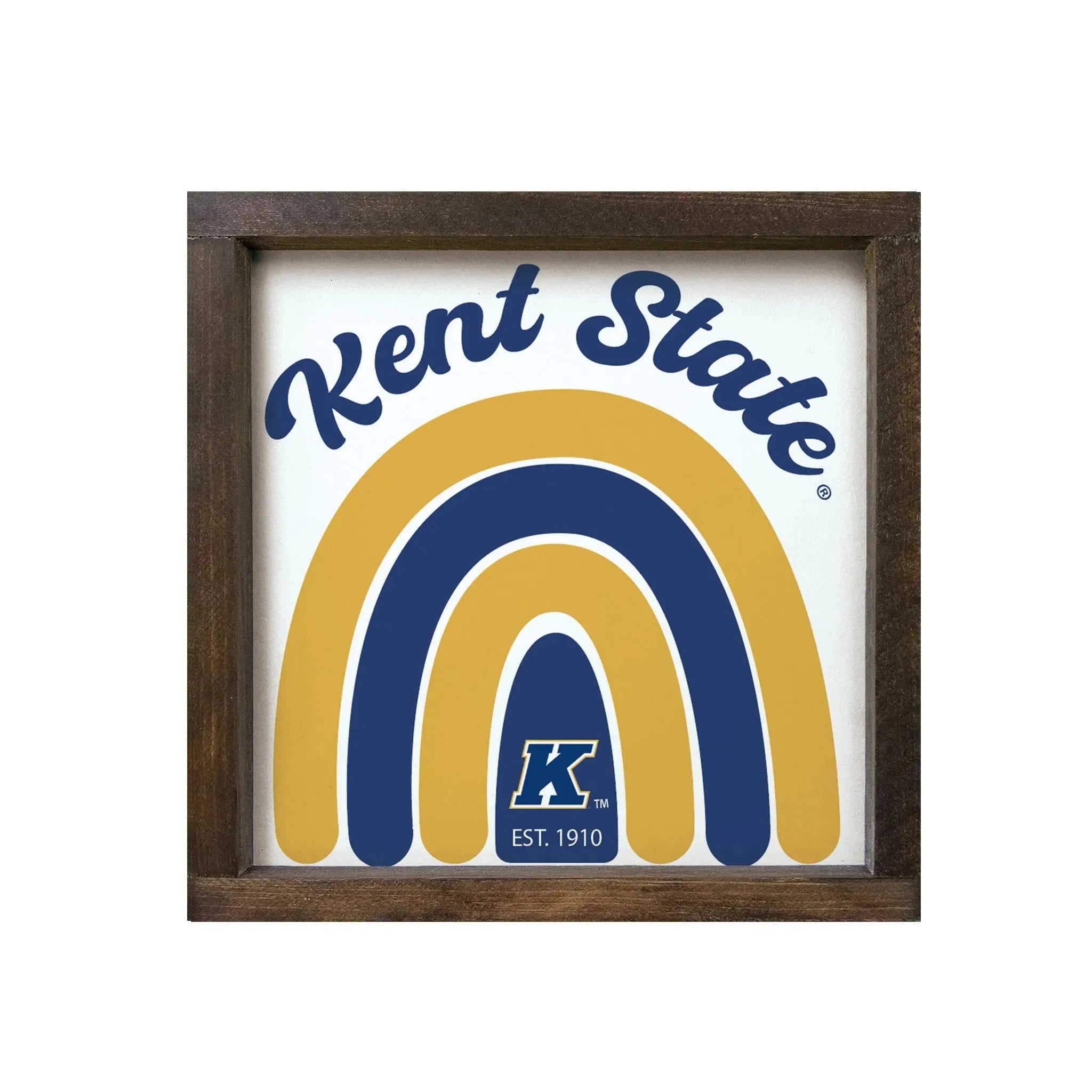 Kent State 12x12 Wood Framed Sign - Rainbow Walnut Stain Wall Art & Signs