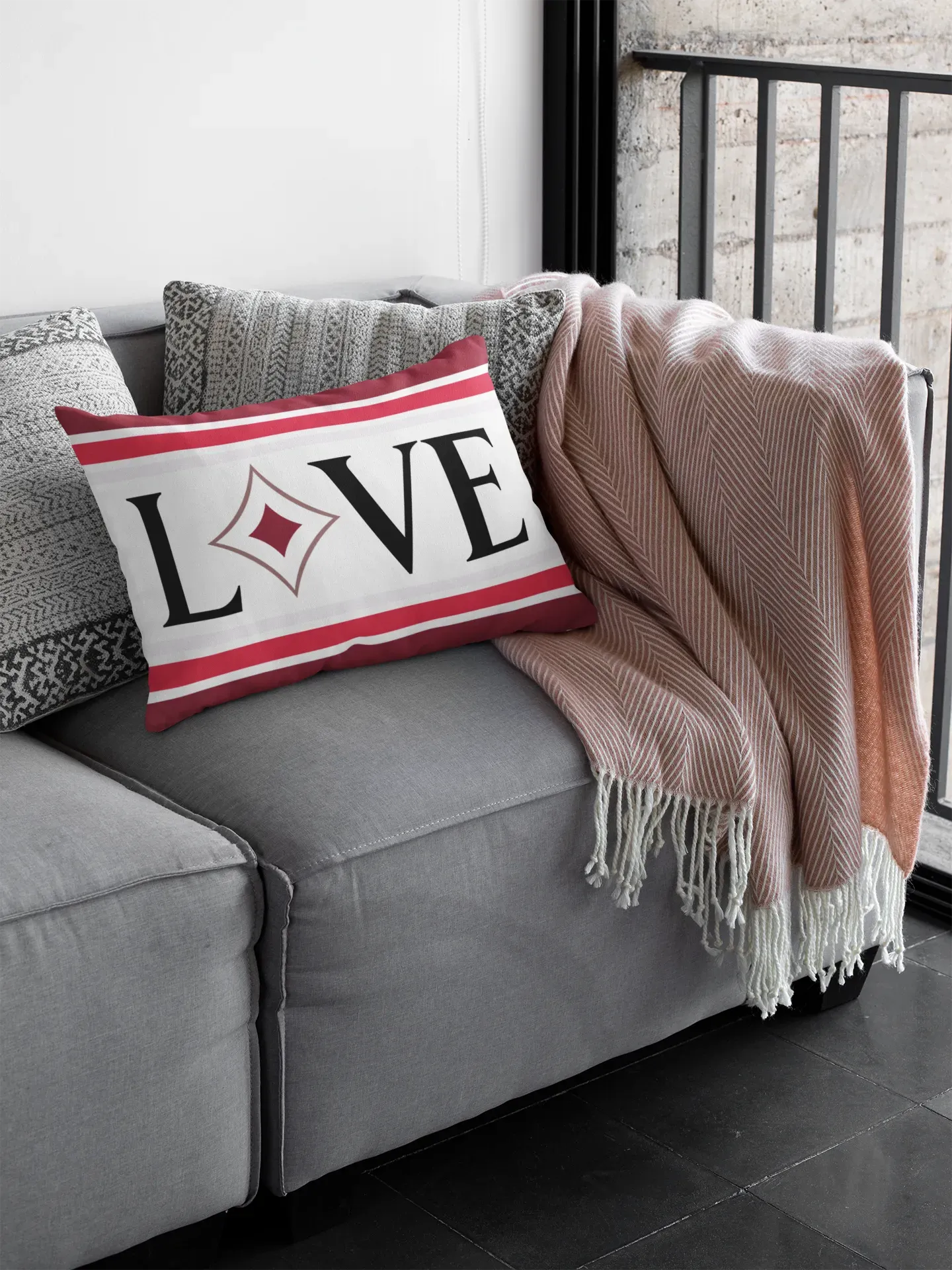 Alpha Sigma Alpha "LOVE" Lumbar Throw Pillow Cover Pillow Covers