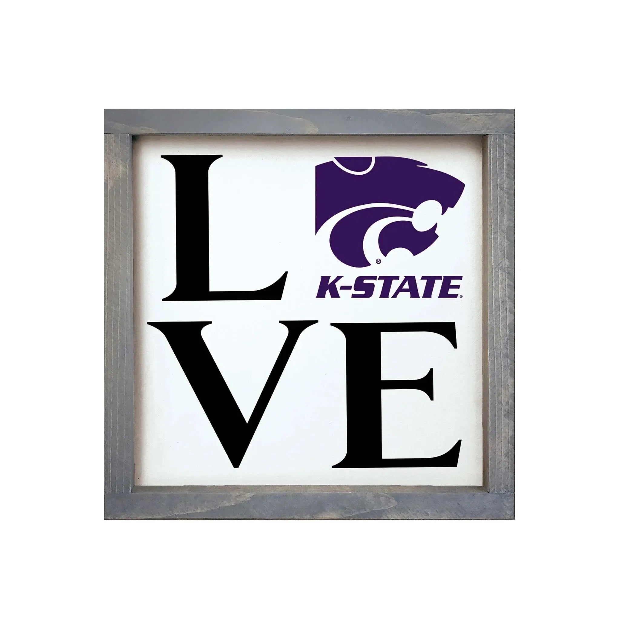 Kansas State University Sign - "LOVE" - 12"x12" Weathered Gray Wall Art & Signs
