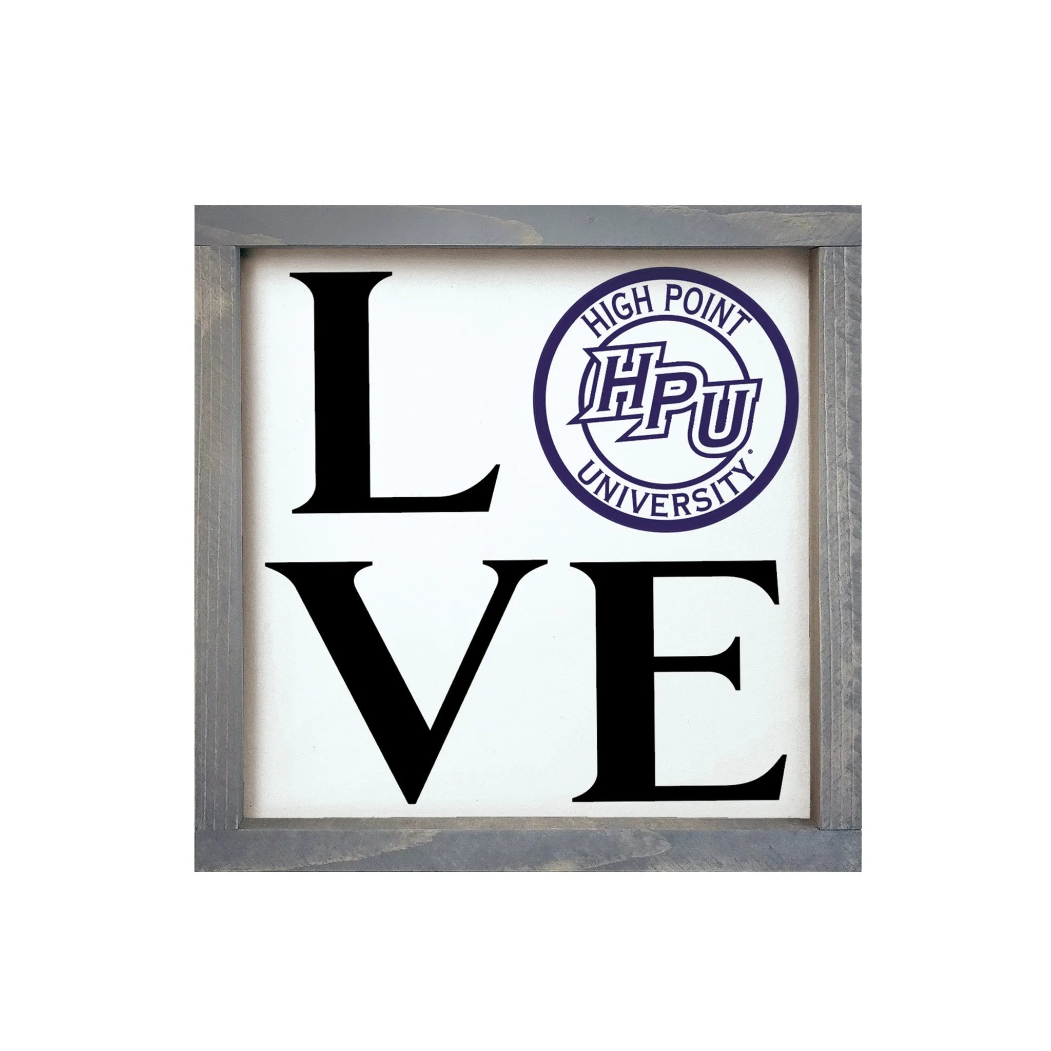 HPU 12x12 Wood Framed Sign - Purple Seal | High Point University Gifts | Campus Greek Fit