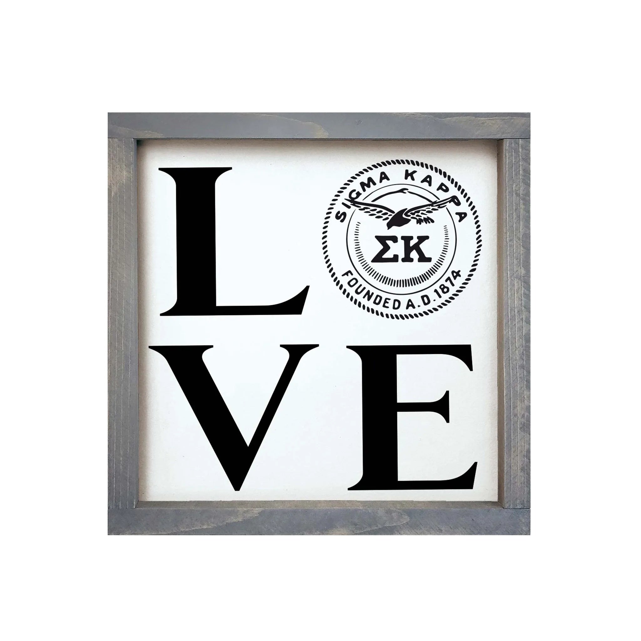 Sigma Kappa - "LOVE" Sig Kap Seal - 12"x12" | Custom Gifts and Decor | Official Merchandise | Festive Fit Home